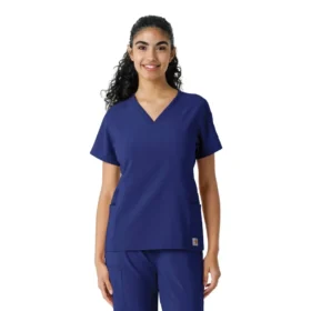 Blusa de trabalho Force Cross-Flex com painéis de malha para mulher