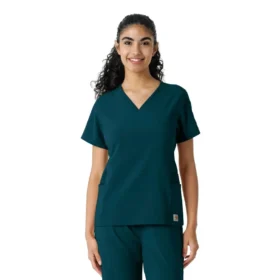 Blusa de trabalho Force Cross-Flex com painéis de malha para mulher