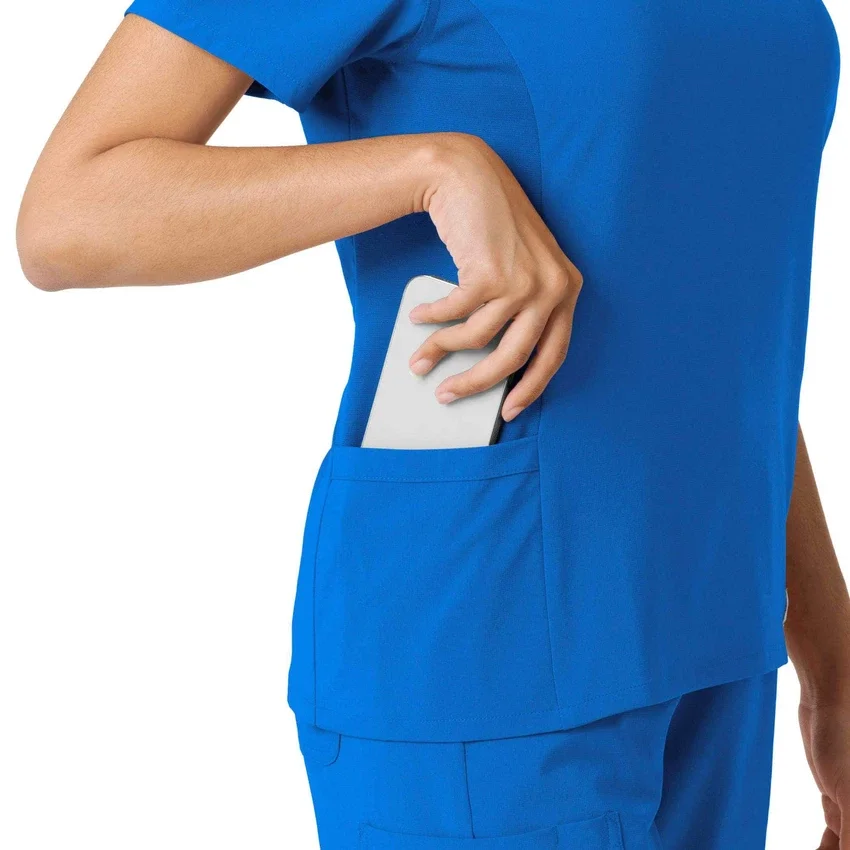 Blusa de trabalho Force Cross-Flex com painéis de malha para mulher