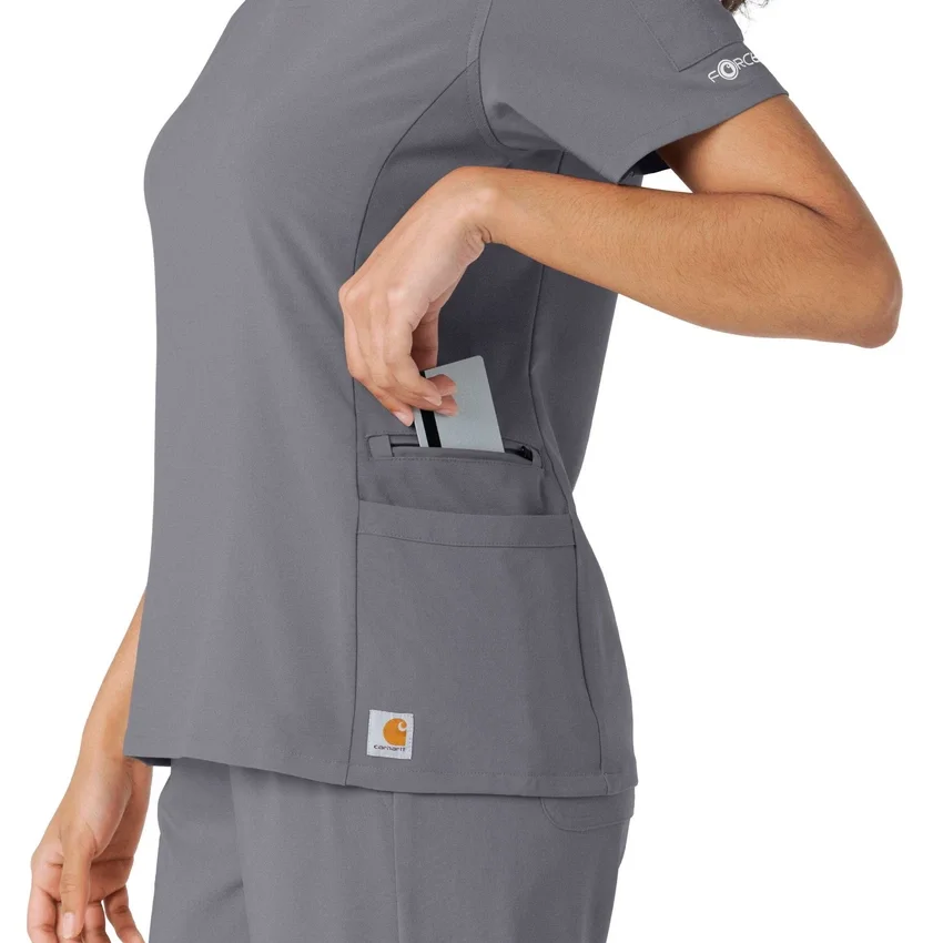 Blusa de trabalho Force Cross-Flex com painéis de malha para mulher