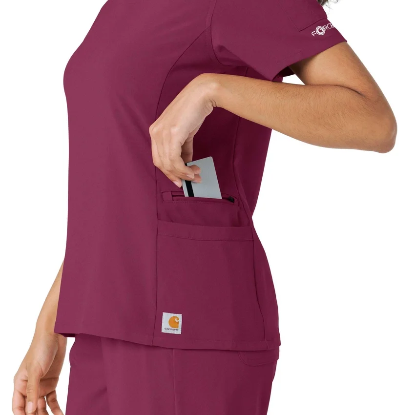 Blusa de trabalho Force Cross-Flex com painéis de malha para mulher