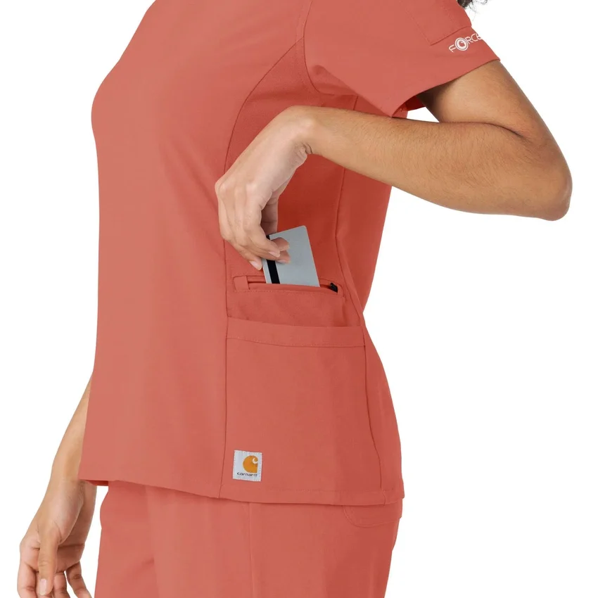 Blusa de trabalho Force Cross-Flex com painéis de malha para mulher