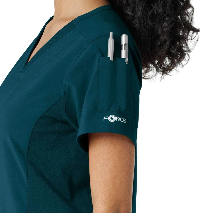 Blusa de trabalho Force Cross-Flex com painéis de malha para mulher