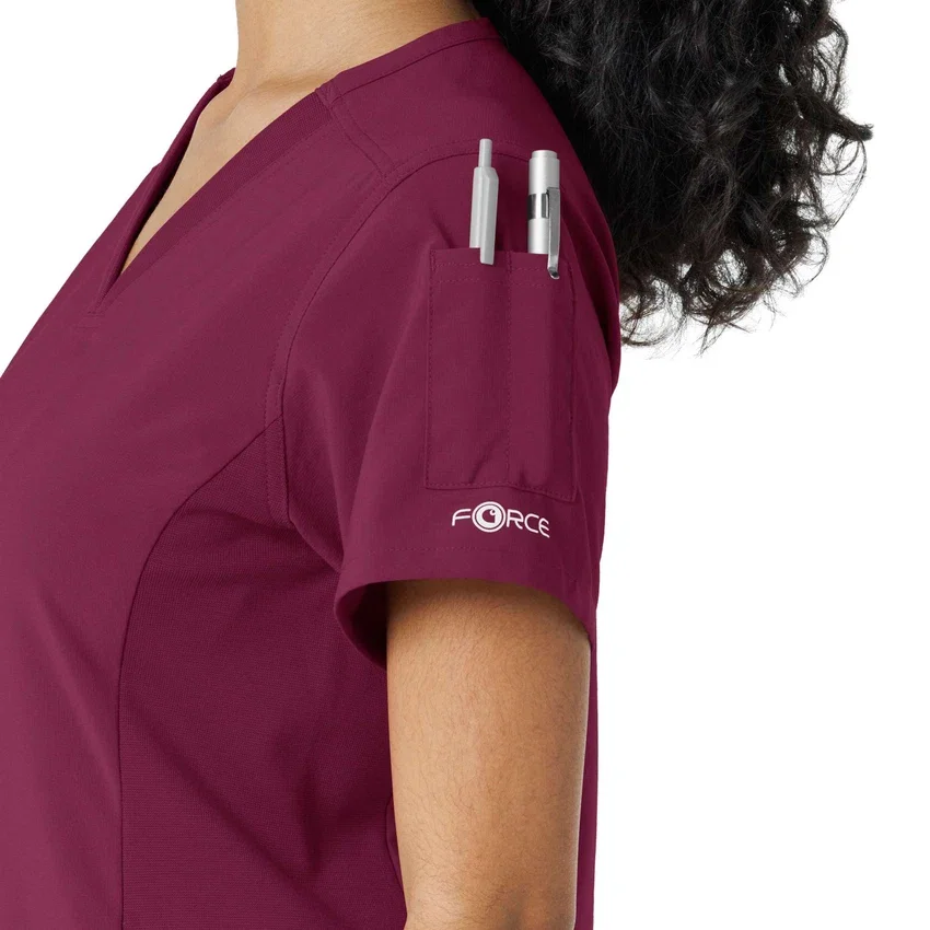 Blusa de trabalho Force Cross-Flex com painéis de malha para mulher