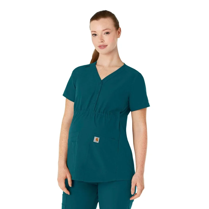 Blusa de trabalho pré-natal Henley Force Essentials para mulher