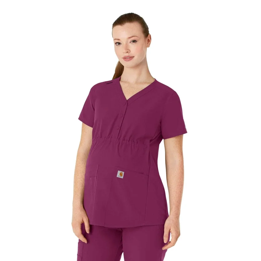 Blusa de trabalho pré-natal Henley Force Essentials para mulher