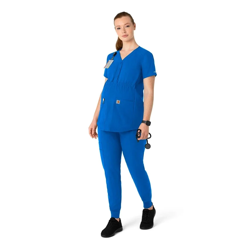 Blusa de trabalho pré-natal Henley Force Essentials para mulher