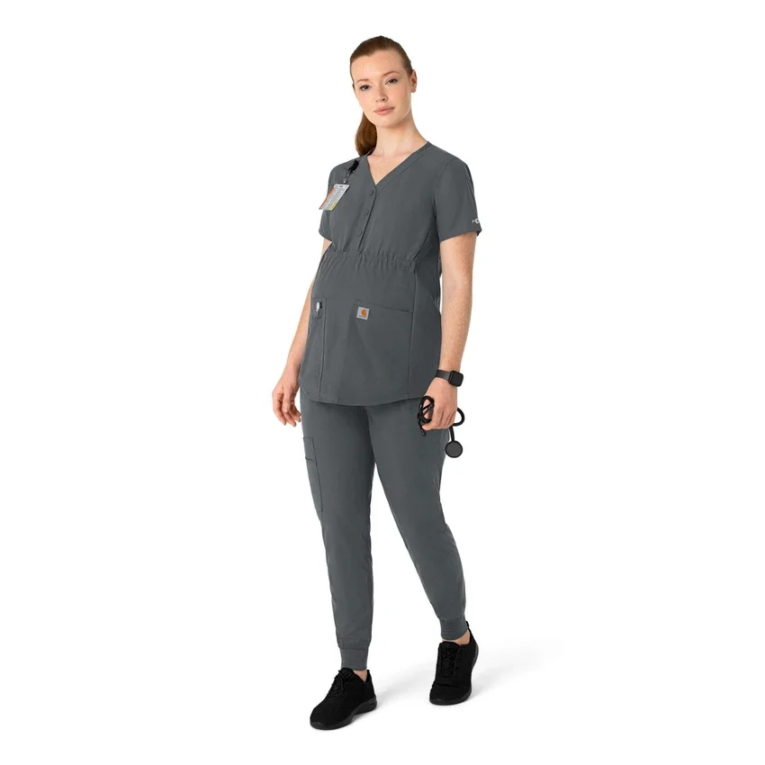Blusa de trabalho pré-natal Henley Force Essentials para mulher