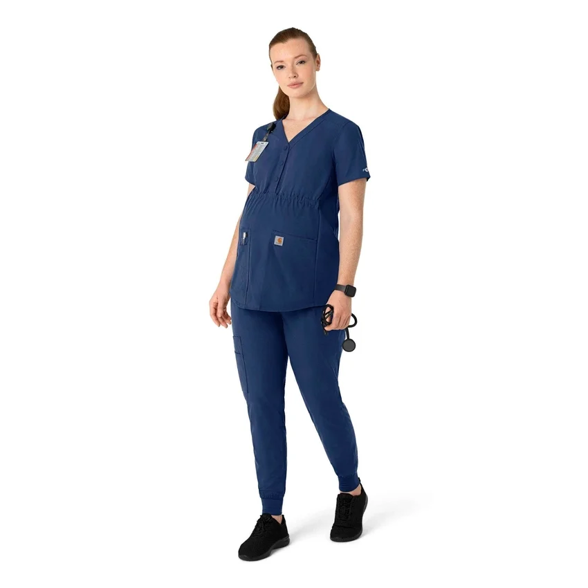 Blusa de trabalho pré-natal Henley Force Essentials para mulher