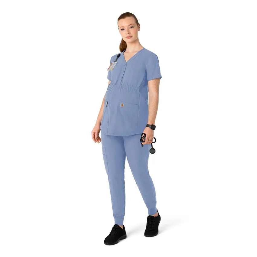 Blusa de trabalho pré-natal Henley Force Essentials para mulher