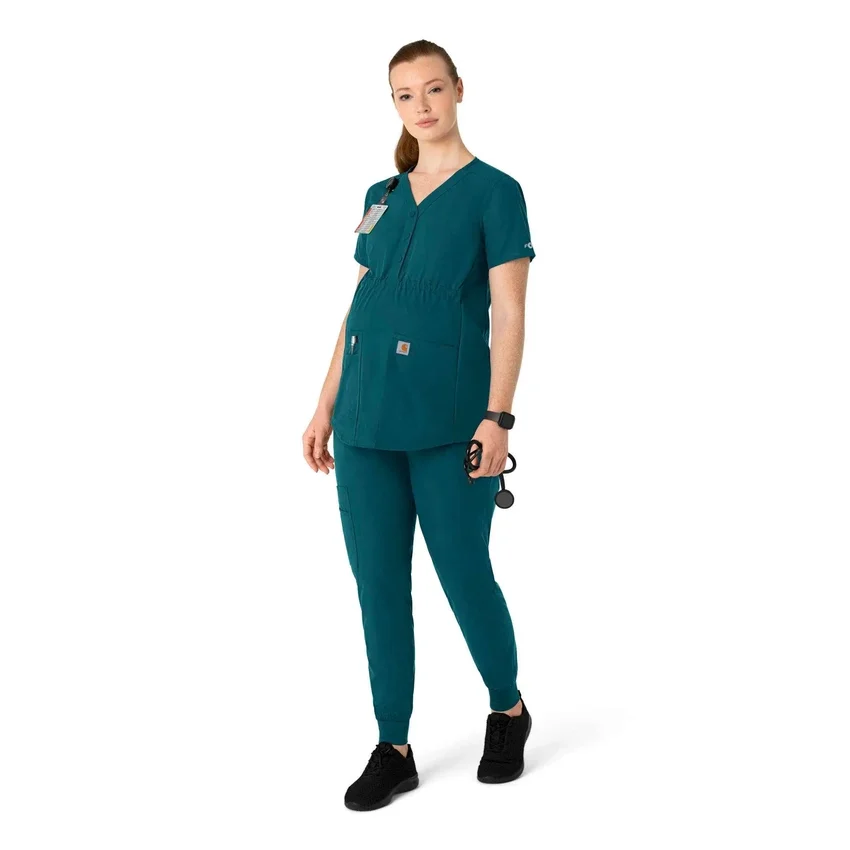 Blusa de trabalho pré-natal Henley Force Essentials para mulher
