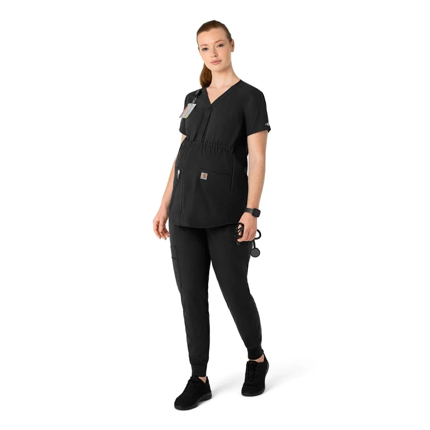 Blusa de trabalho pré-natal Henley Force Essentials para mulher