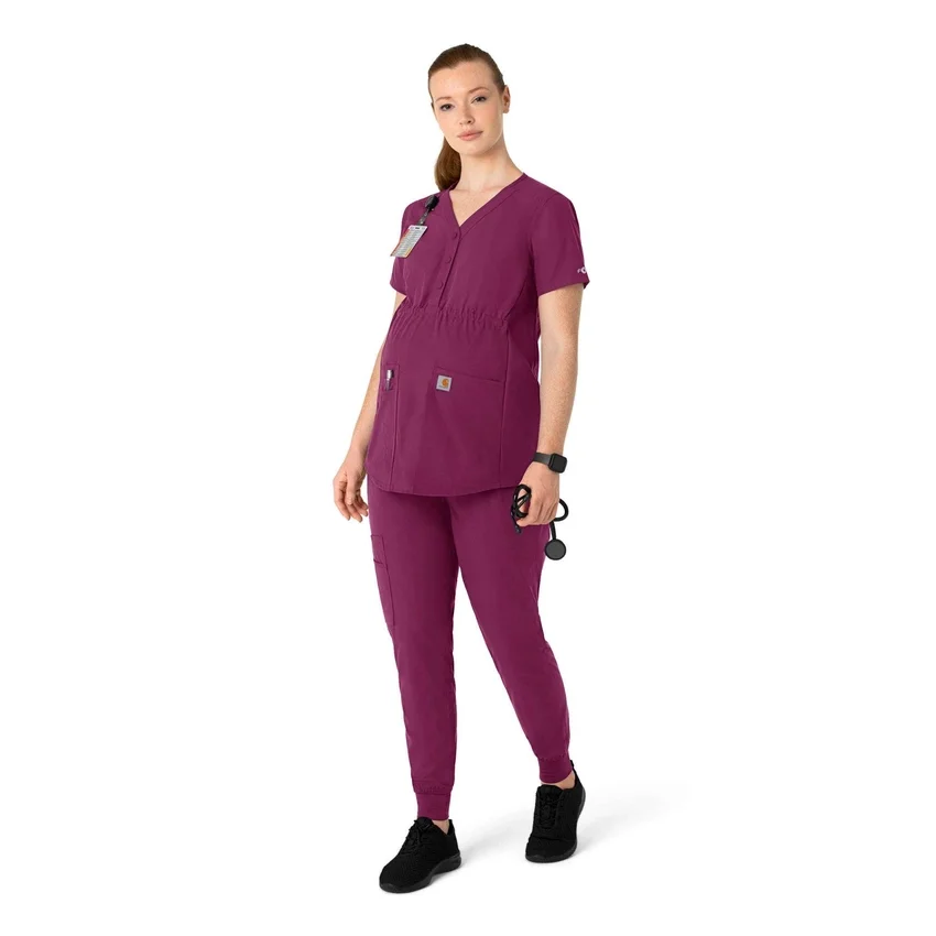 Blusa de trabalho pré-natal Henley Force Essentials para mulher