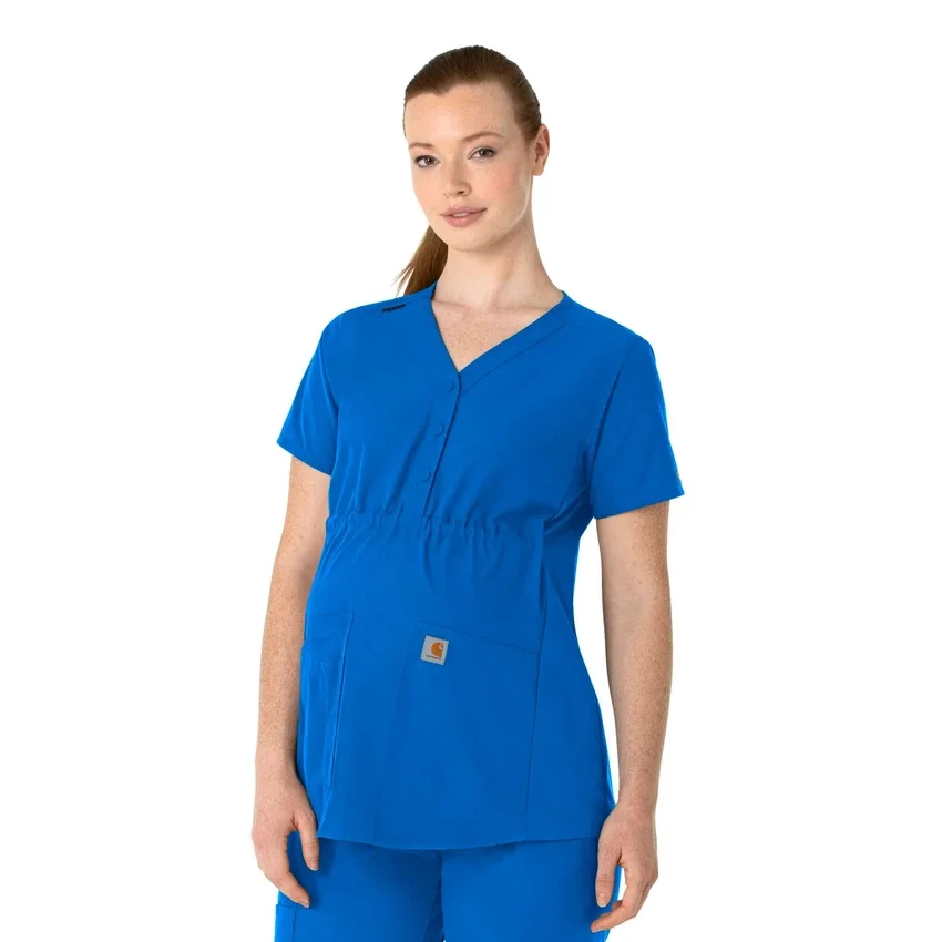 Blusa de trabalho pré-natal Henley Force Essentials para mulher