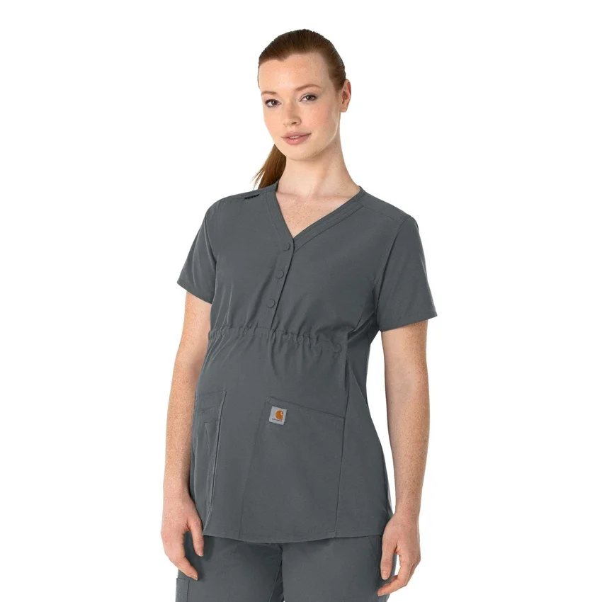 Blusa de trabalho pré-natal Henley Force Essentials para mulher
