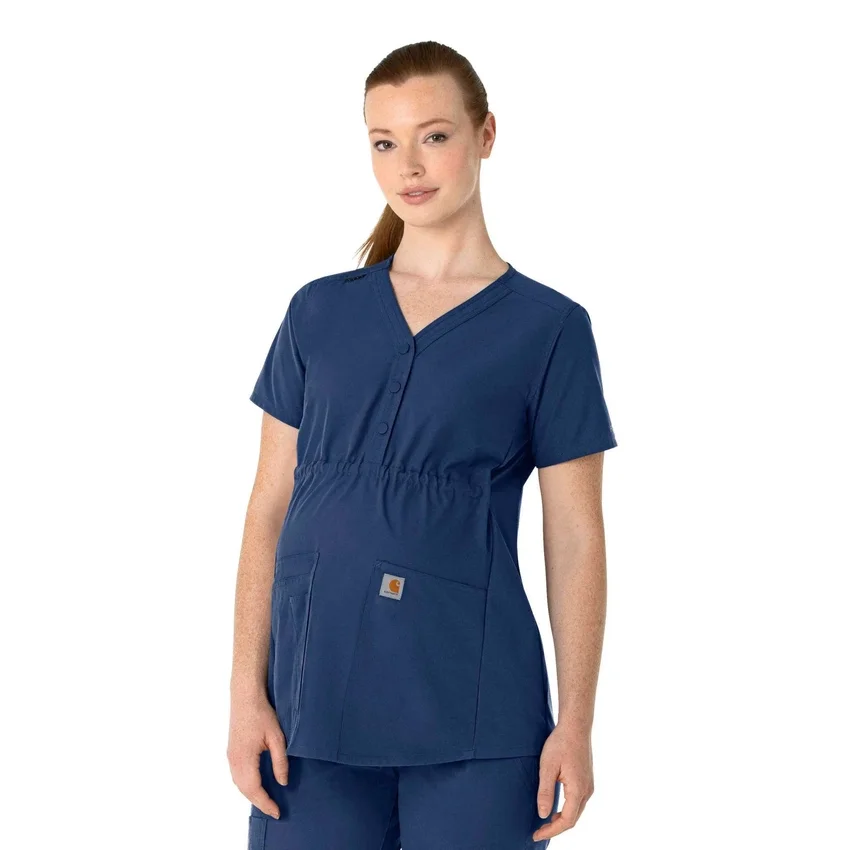 Blusa de trabalho pré-natal Henley Force Essentials para mulher