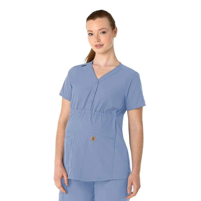 Blusa de trabalho pré-natal Henley Force Essentials para mulher