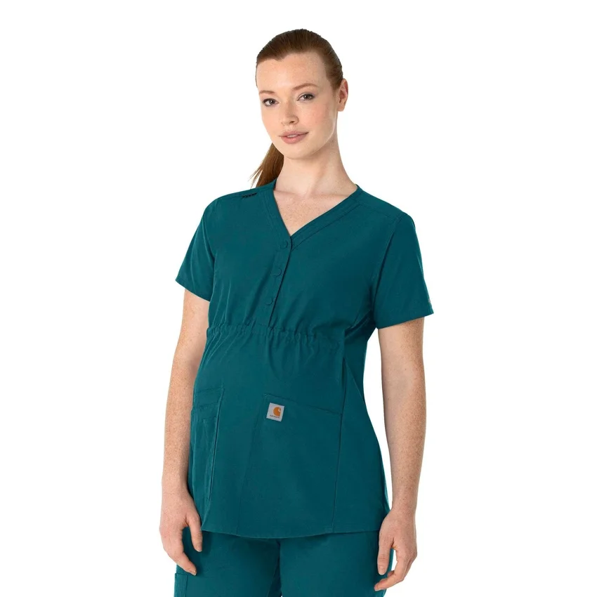 Blusa de trabalho pré-natal Henley Force Essentials para mulher