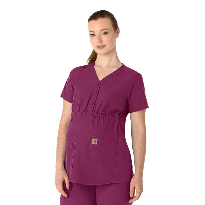 Blusa de trabalho pré-natal Henley Force Essentials para mulher