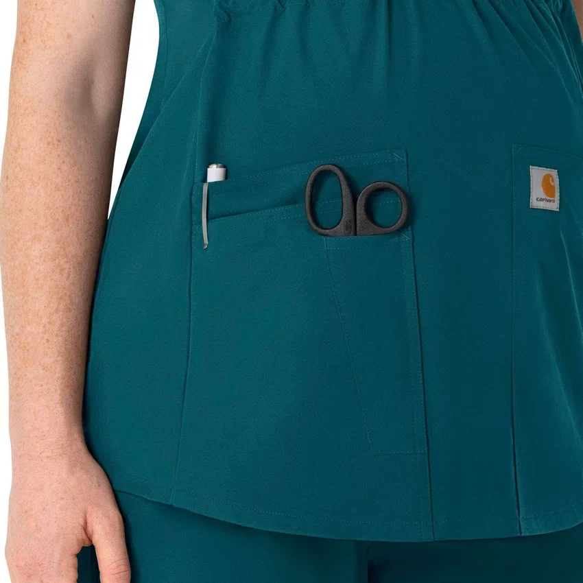 Blusa de trabalho pré-natal Henley Force Essentials para mulher