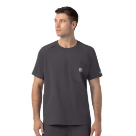Blusa médica de malha Force Cross-Flex com gola redonda