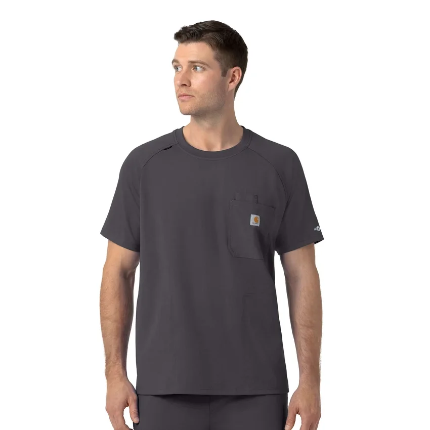 Blusa médica de malha Force Cross-Flex com gola redonda