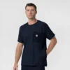 Blusa médica de malha Force Cross-Flex com gola redonda