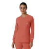 Blusa médica de manguitos longos com gola redonda Force Cross-Flex para mulher