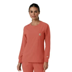 Blusa médica de manguitos longos com gola redonda Force Cross-Flex para mulher