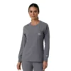 Blusa médica de manguitos longos com gola redonda Force Cross-Flex para mulher