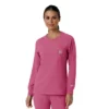 Blusa médica de manguitos longos com gola redonda Force Cross-Flex para mulher