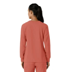 Blusa médica de manguitos longos com gola redonda Force Cross-Flex para mulher