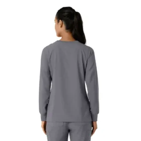 Blusa médica de manguitos longos com gola redonda Force Cross-Flex para mulher