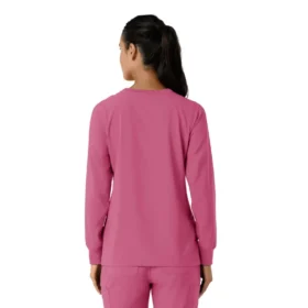 Blusa médica de manguitos longos com gola redonda Force Cross-Flex para mulher