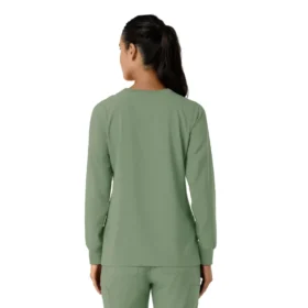 Blusa médica de manguitos longos com gola redonda Force Cross-Flex para mulher