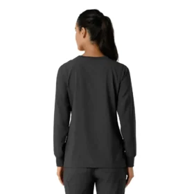 Blusa médica de manguitos longos com gola redonda Force Cross-Flex para mulher