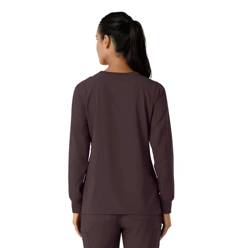 Blusa médica de manguitos longos com gola redonda Force Cross-Flex para mulher