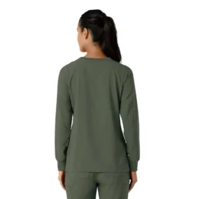 Blusa médica de manguitos longos com gola redonda Force Cross-Flex para mulher