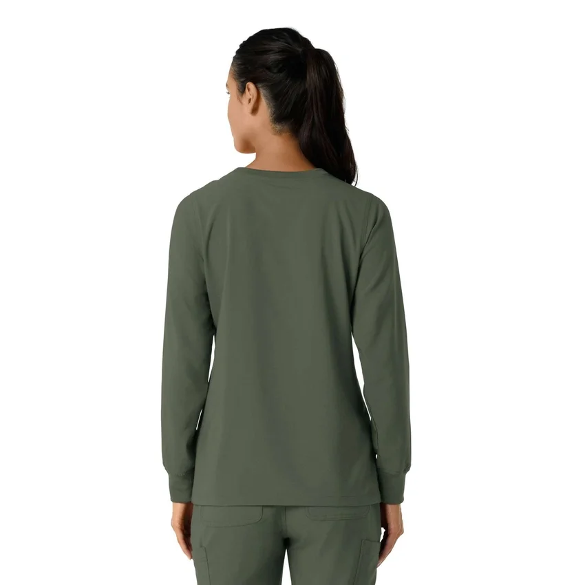 Blusa médica de manguitos longos com gola redonda Force Cross-Flex para mulher