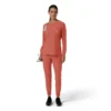 Blusa médica de manguitos longos com gola redonda Force Cross-Flex para mulher
