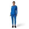 Blusa médica de manguitos longos com gola redonda Force Cross-Flex para mulher