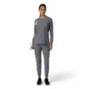Blusa médica de manguitos longos com gola redonda Force Cross-Flex para mulher