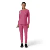 Blusa médica de manguitos longos com gola redonda Force Cross-Flex para mulher