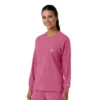 Blusa médica de manguitos longos com gola redonda Force Cross-Flex para mulher