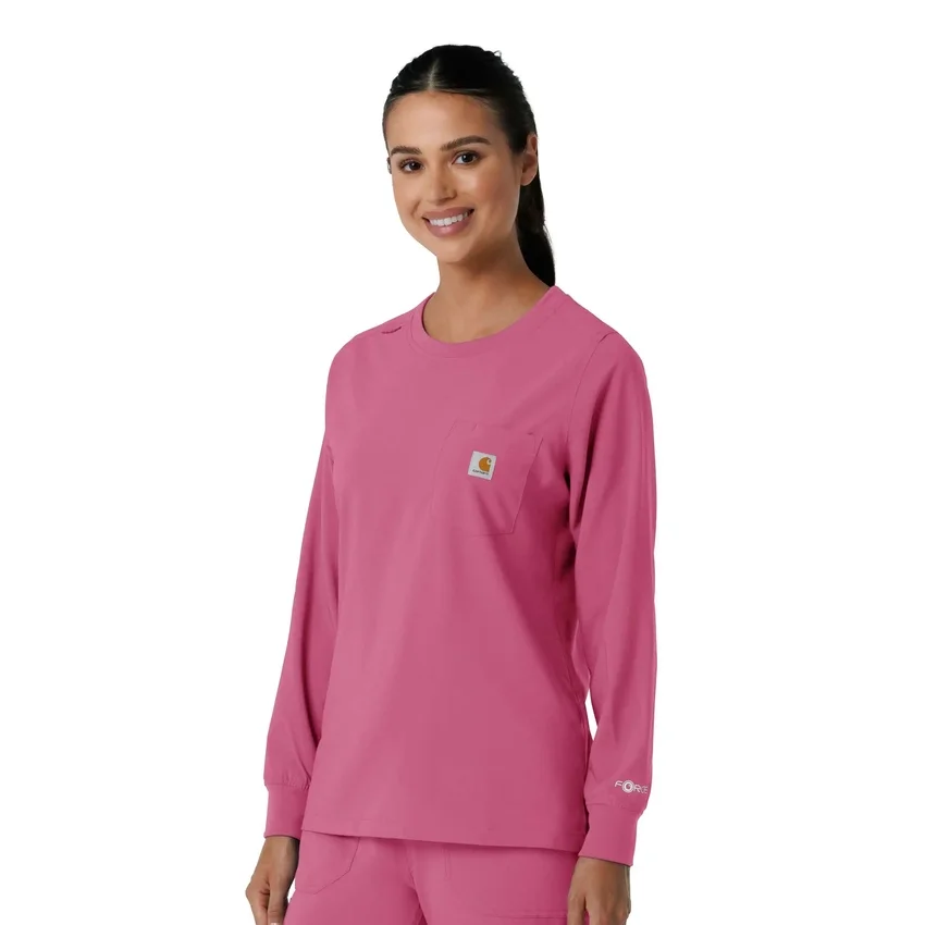 Blusa médica de manguitos longos com gola redonda Force Cross-Flex para mulher