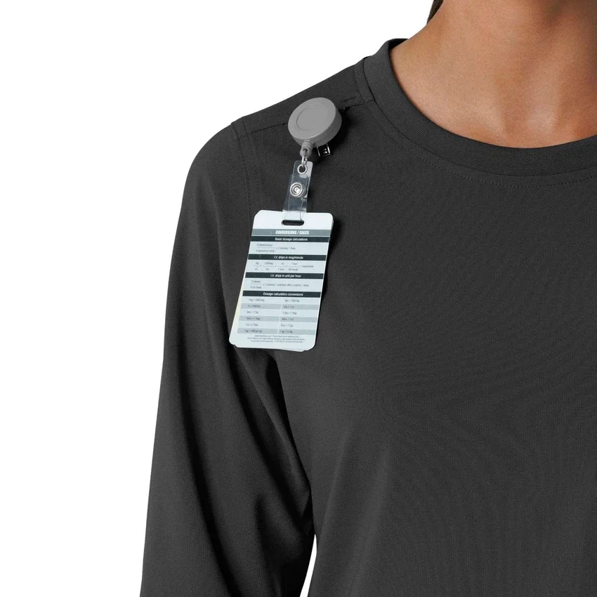 Blusa médica de manguitos longos com gola redonda Force Cross-Flex para mulher