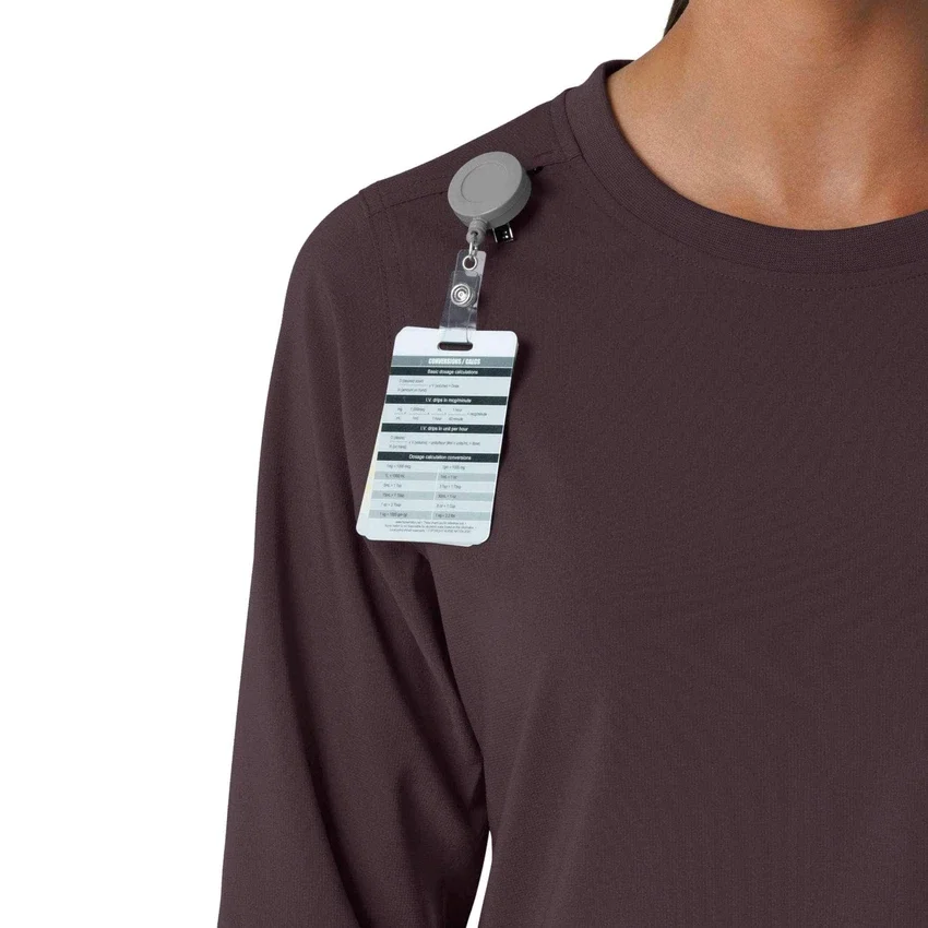 Blusa médica de manguitos longos com gola redonda Force Cross-Flex para mulher