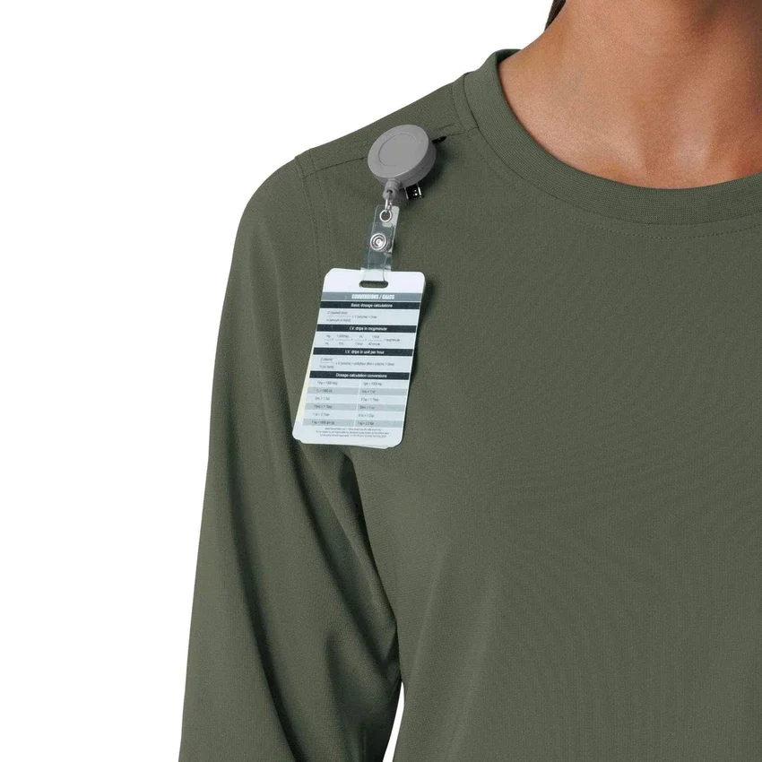 Blusa médica de manguitos longos com gola redonda Force Cross-Flex para mulher
