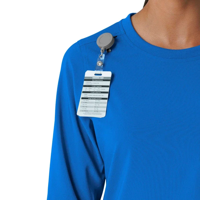 Blusa médica de manguitos longos com gola redonda Force Cross-Flex para mulher