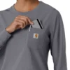 Blusa médica de manguitos longos com gola redonda Force Cross-Flex para mulher